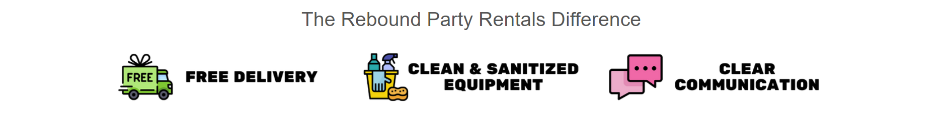free delivery or clean and sanitized party rentals
