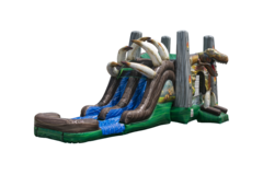 Jurassic World Bounce House With Dual Lane Water Slide And Deep Pool