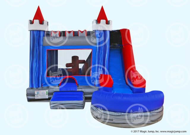 6 in 1 Medieval Bounce House Combo W/Water Slide