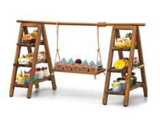 Wooden Double 3 Tier Dessert Stand
