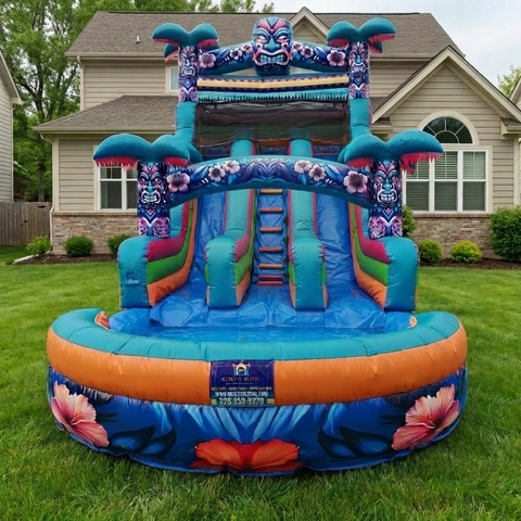 18 FT Tiki Tovi Double Lane Water Slide