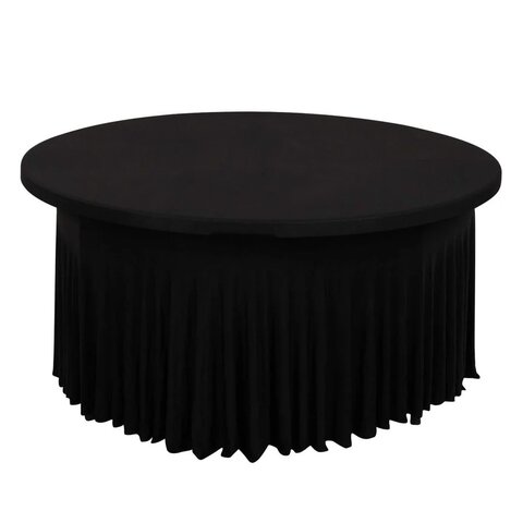 5-Foot Round Table Cover with Skirt (Black)