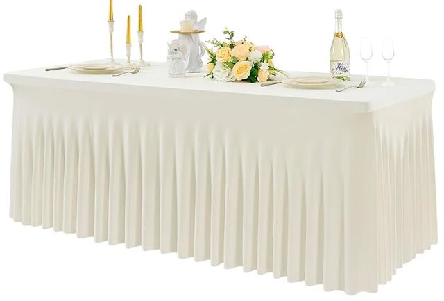 8-Foot Table Cover with Skirt (Ivory)