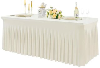 6-Foot Table Cover with Skirt (Ivory)