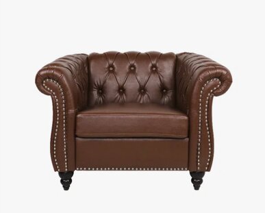 Brown Tufted Faux Leather Armchair