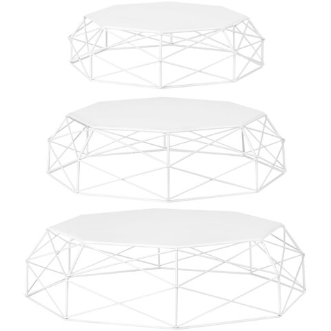 White 3-Piece Geometric Cake Stand (Stands Can Be Rented Separately)