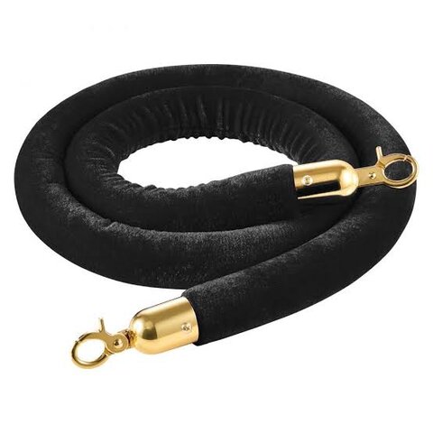 5ft Black Velvet Rope Gold Clasps