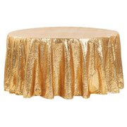 Gold 120" Round Tablecloth (Sequin)