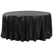 Black Sequin 120" Round Tablecloth