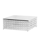 14"x14" Crystal Silver Cake Stand (Square)