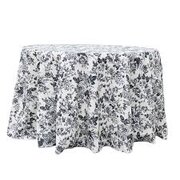 Black Toile 120" Round Tablecloth (Polyester)