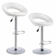  White Leather Adjustable Barstool
