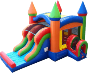 Rainbow Bounce House With Double Lane Slide Combo (Dry) 