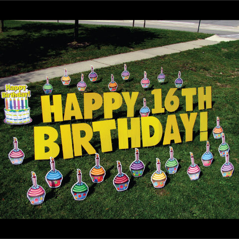 Cupcake Happy Birthday Yard Sign