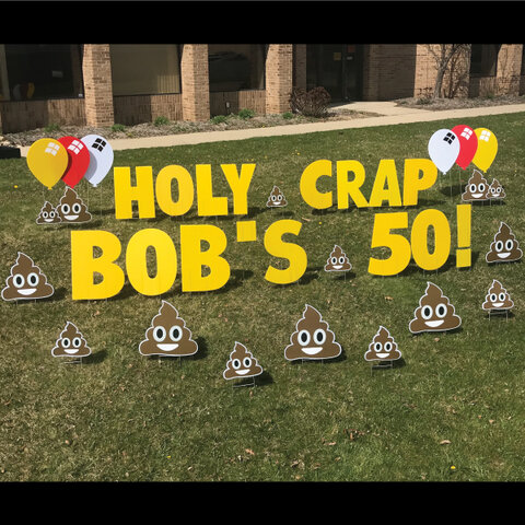 Poop Emoji Birthday Yard Sign
