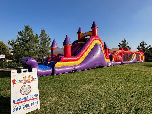 Obstacle Course with Large Dual Lane Slide (73' total length)