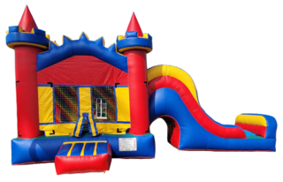 Multi Colored Bounce House Combo Slide