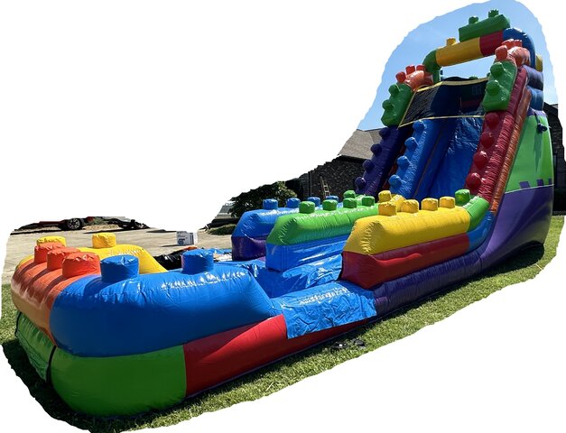 18 Foot Mega Block Single Lane Water Slide