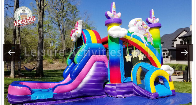 Unicorn Rainbow Combo Bounce House (Wet or Dry)