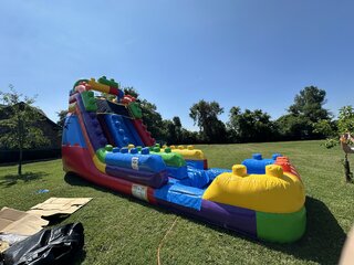 18 Foot Mega Block Single Lane Water Slide with Pool (Wet or Dry)
