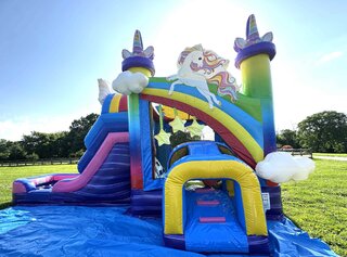 Unicorn Rainbow Combo Bounce House with Splash Pad (Wet or Dry)
