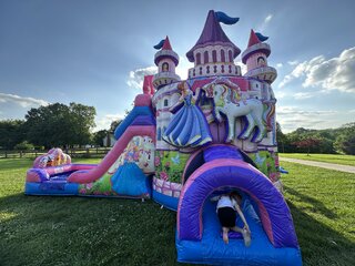 Princess Castle Dual Lane Slide Bounce House Combo with Splash Pad (Wet or Dry)