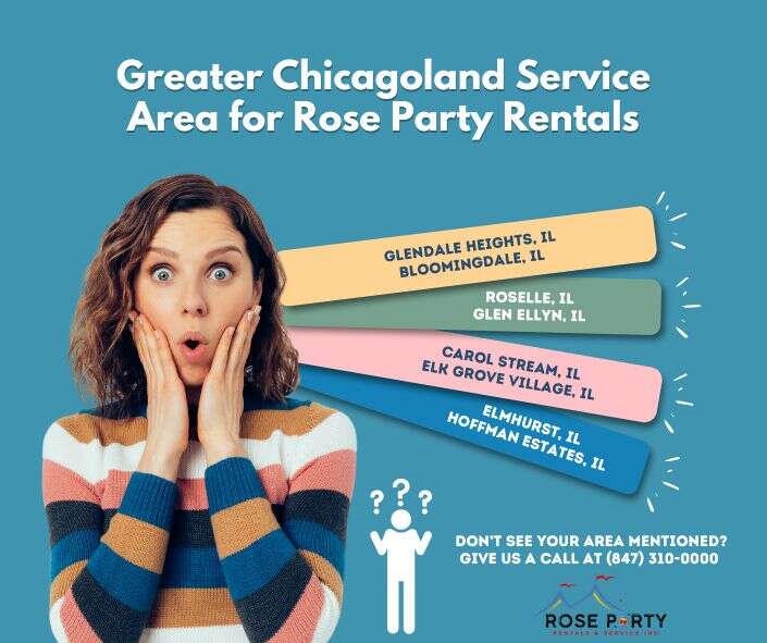 Greater Chicagoland Service Area Coverage for Rose Party Rentals Greater Chicagoland Service Area Coverage for Rose Party Rentals