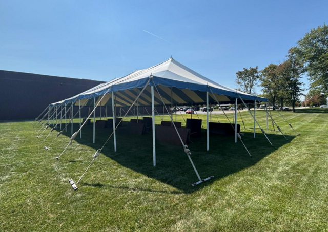 30' x 90' Canopy-Blue & White Stripes