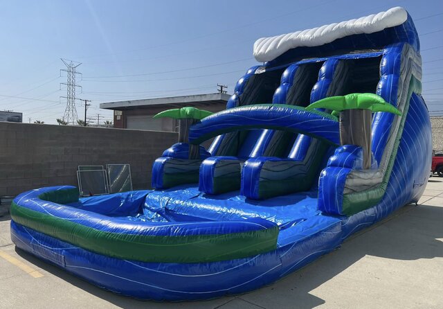 18' Dual Lane Palm Tree Water Slide