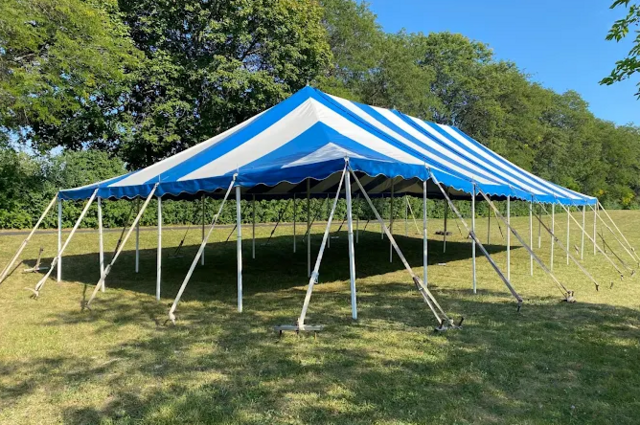 30' x 60' Canopy-Blue & White Stripes
