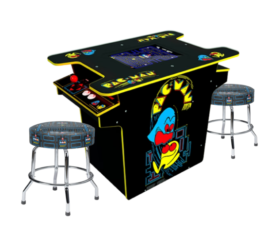 Arcade1Up - Pacman H2H Arcade Table with 2 Stools | Rose Party Rentals