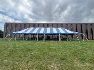 30' x 75' Canopy-Blue & White Stripes