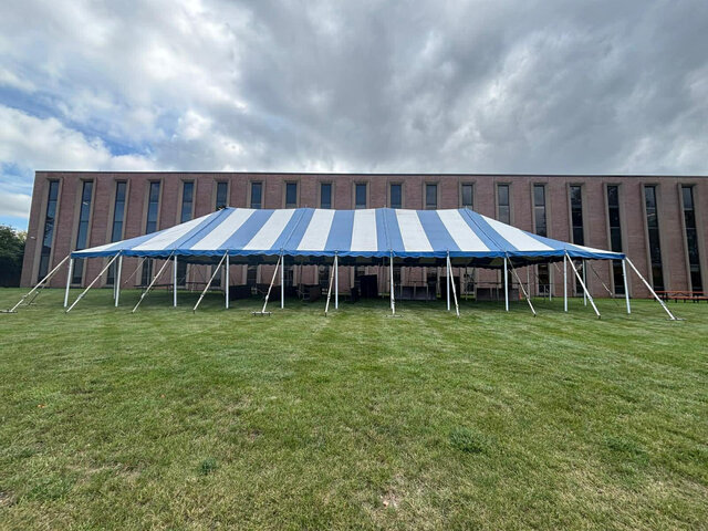 30' x 75' Canopy-Blue & White Stripes