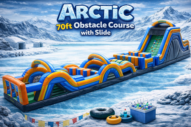 Arctic 70ft Large Obstacle Course with Slide 