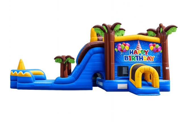 Happy Birthday Oasis Dual Lane Combo Large Dry Slide