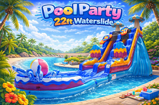 Pool Party 22 Foot Tall Waterslide - 40 Feet Long