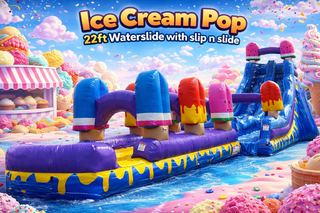 Ice cream pop 22 ft waterslide w/ slip n slide