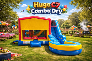 Huge C7 Combo Obstacle Course with Slide & 2 Basketball Hoops