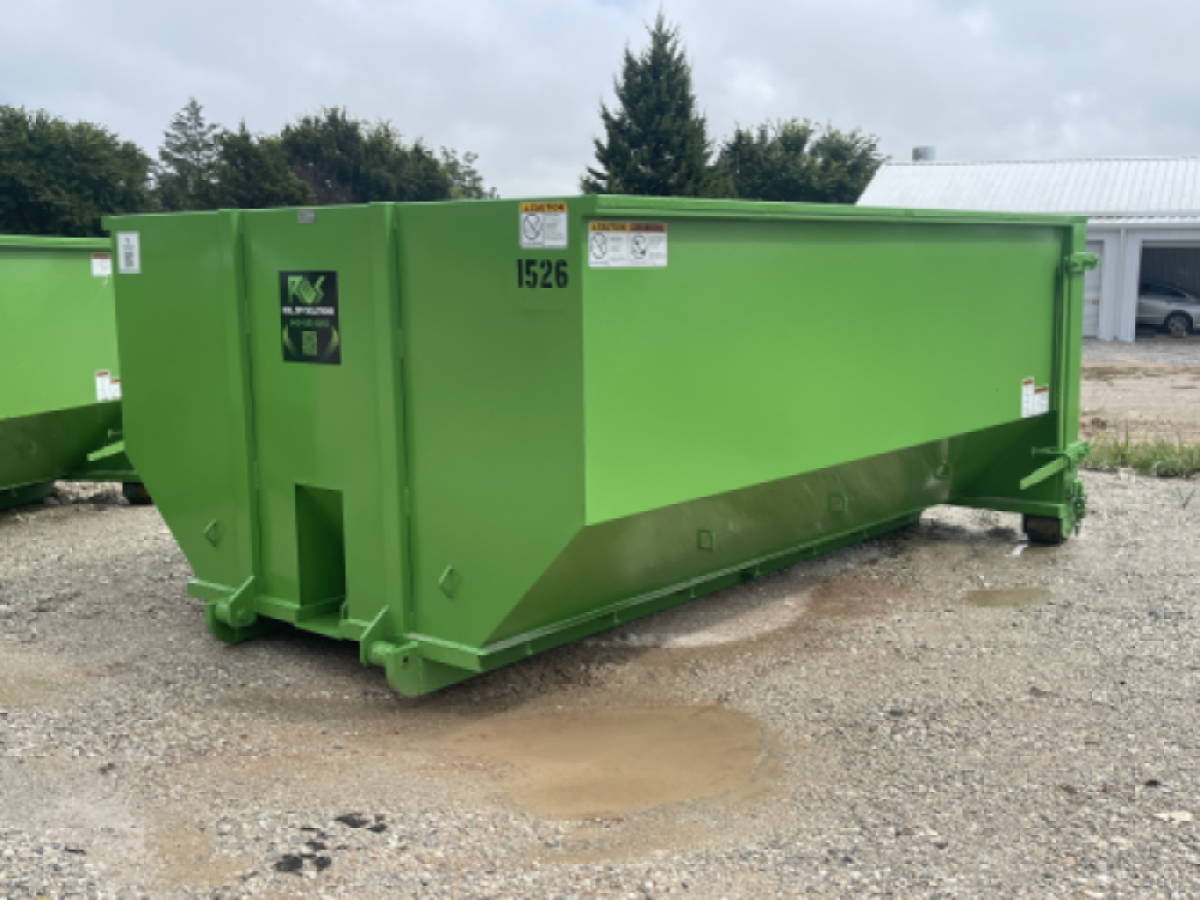 Green ROS rolloff dumpster