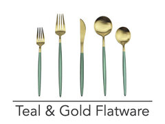 Teal and Gold Flatware