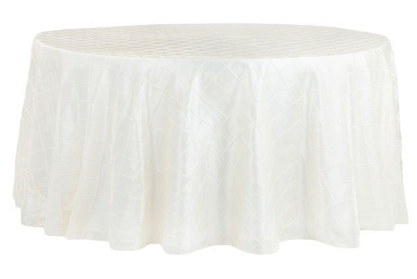Linen - Ivory Pintuck 120in Round Tablecloth