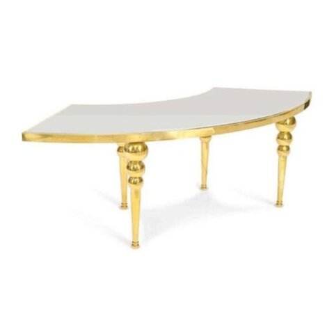 7ft Gold Serpentine Table  7ft Long, 36in Wide, 30in High 