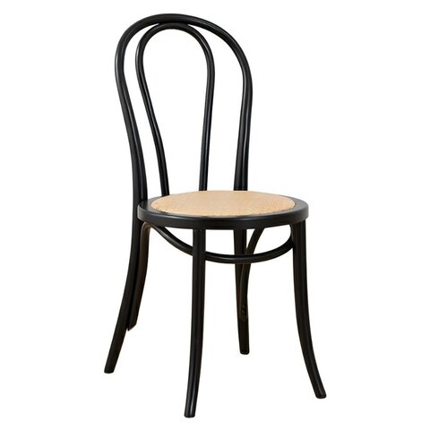 Black Bentwood Chair  with Rattan Seat