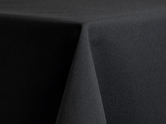 Linen - Black Polyester 120in Round Tablecloth With Umbrella Hole