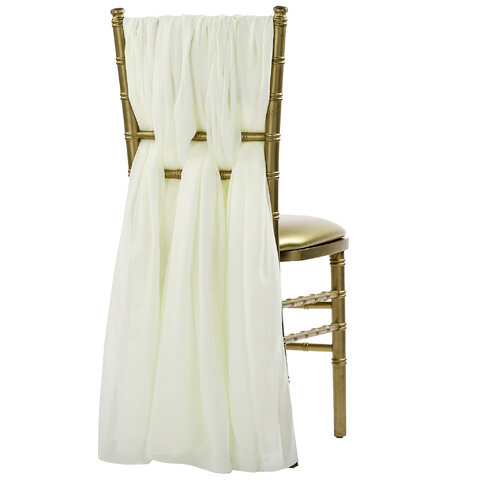 Linen - 3 Ivory Chiffon Chair Ties