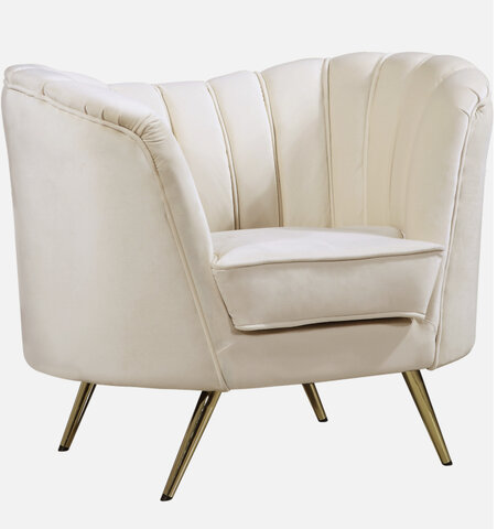 Ivory Velvet Stella Lounge Chair
44in Long, 32in High, 30in deep