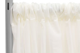 White Chiffon Pipe and Drape (Adjustable)
11-16ft High
6-10ft wide sections