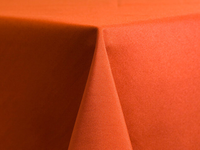 Orange Polyester 120in Round Tablecloth Fits our 60in Round Tables to the floor