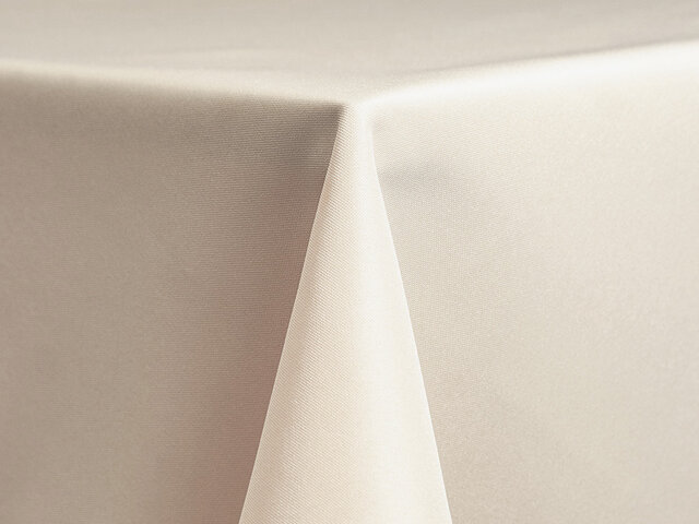Ivory Polyester 120in Round Tablecloth with hole Fits our 60in Round Tables with hole to the floor