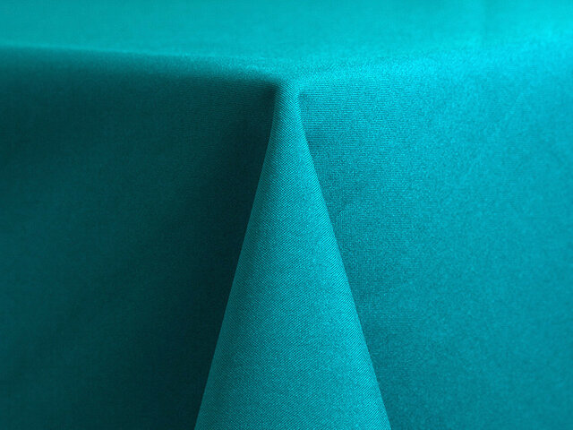 Teal Polyester 120in Round Tablecloth Fits our 60in Round Tables to the floor
